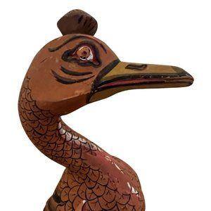 VIntage Indonesian  Carved and Painted Wooden Duck Wearing a Hat